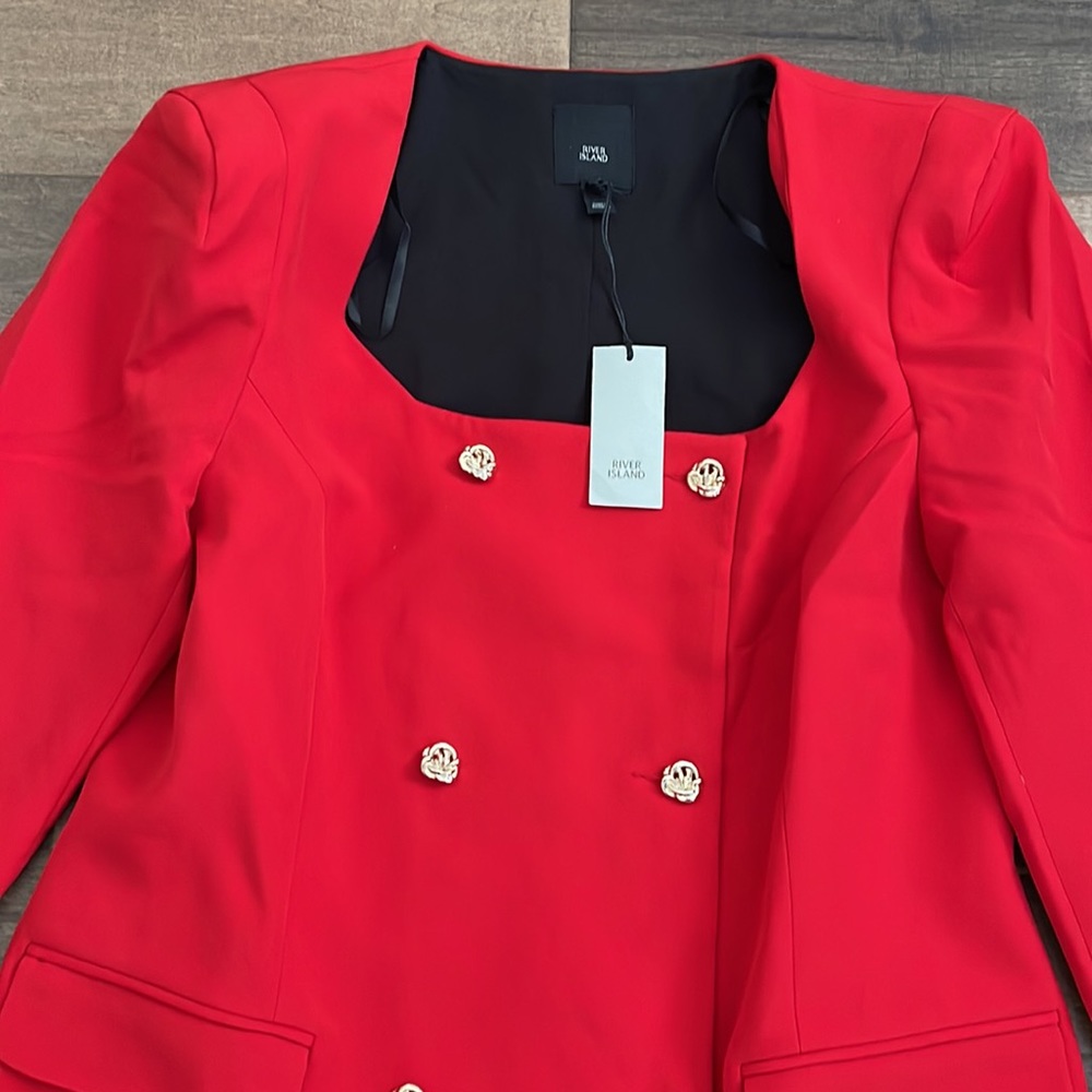 River Island Double Breasted Blazer Dress, Red Size 14 US 🌹18UK - Picture 4 of 6
